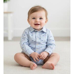 OshKosh B'gosh Hey Dinosaur Button-Front Long Sleeve Bodysuit 9 Months